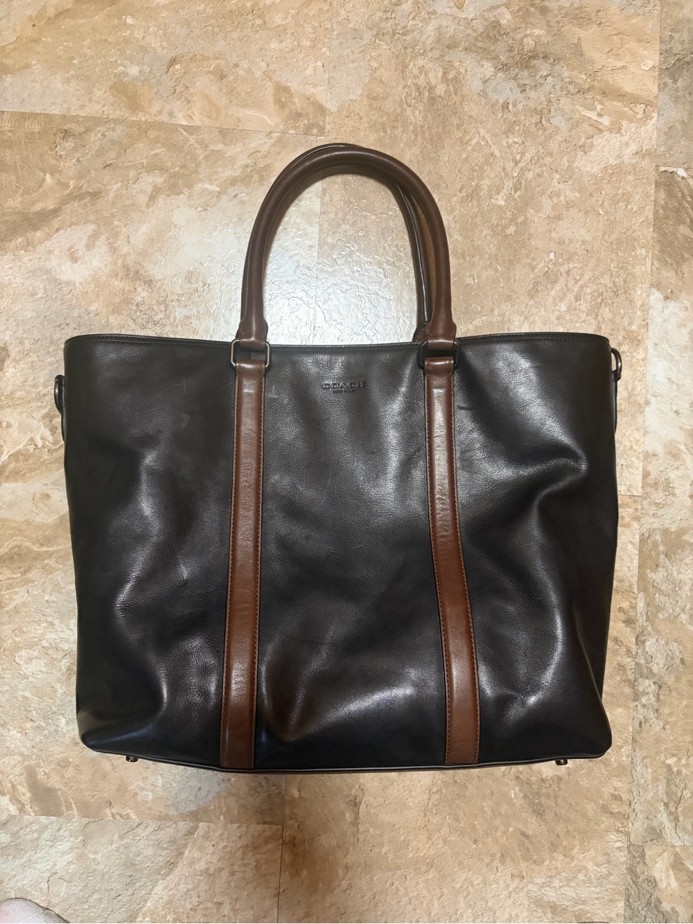 Coach Metropolitan Tote Bag Black Brown brief unisex